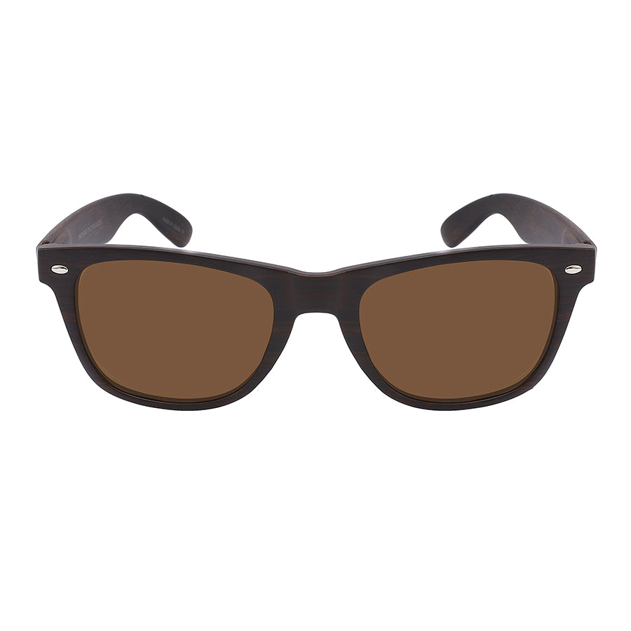 POLARIZED HORNED RIM FAUX WOOD UNISEX BULK SUNGLASSES 5401ASWD-P