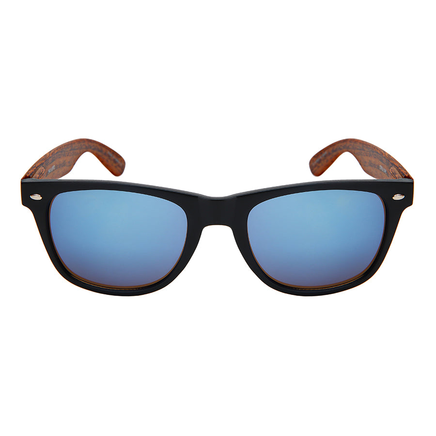 HORNED RIM FAUX WOOD UNISEX BULK SUNGLASSES 5401ASWD-REV