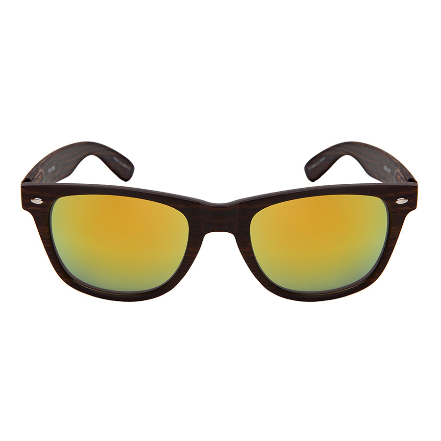 HORNED RIM FAUX WOOD UNISEX BULK SUNGLASSES 5401ASWD-REV