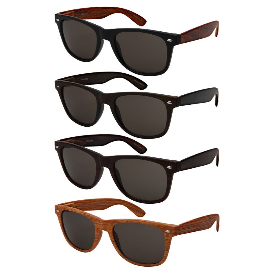 HORNED RIM FAUX WOOD UNISEX WHOLESALE SUNGLASSES 5401ASWD-SD