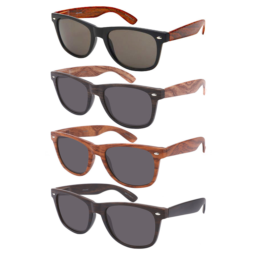 HORNED RIM FAUX WOOD UNISEX WHOLESALE SUNGLASSES 5401ASWD-SD