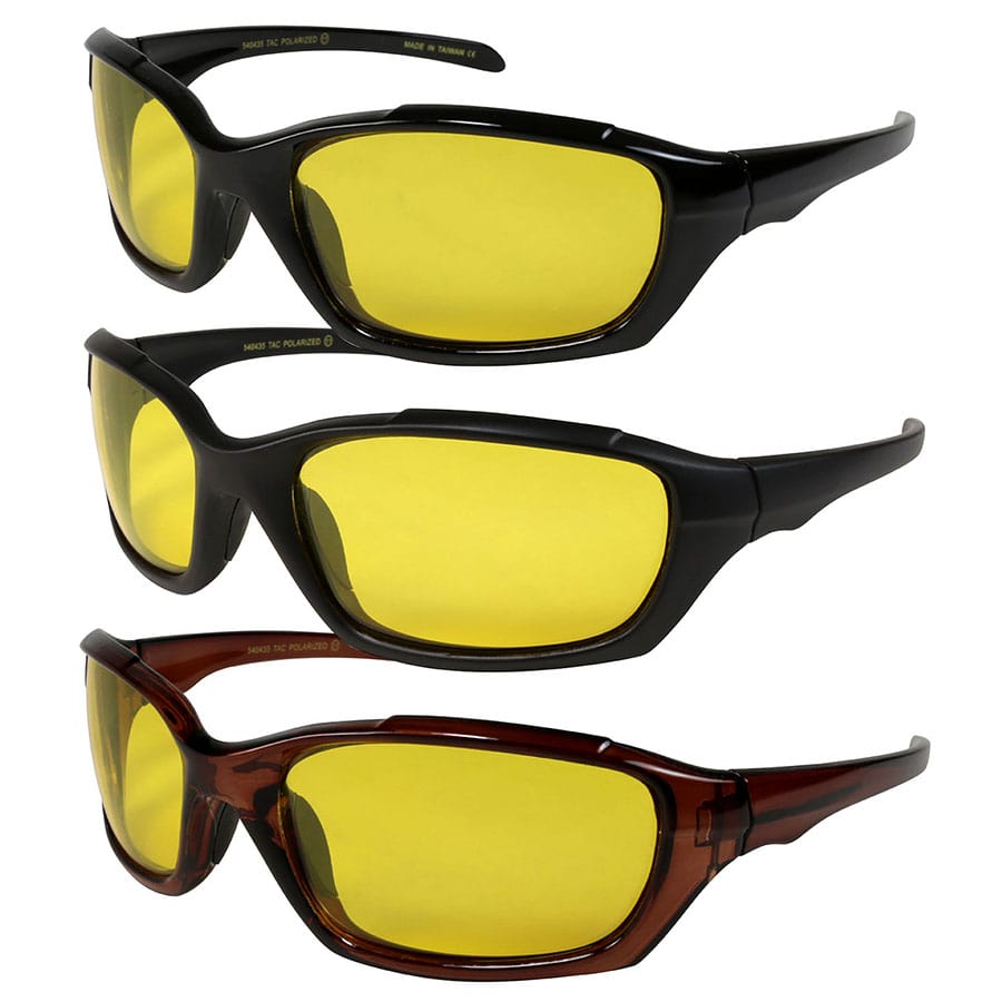 POLARIZED YELLOW SPORT WRAP UNISEX BULK SUNGLASSES 540435/PND