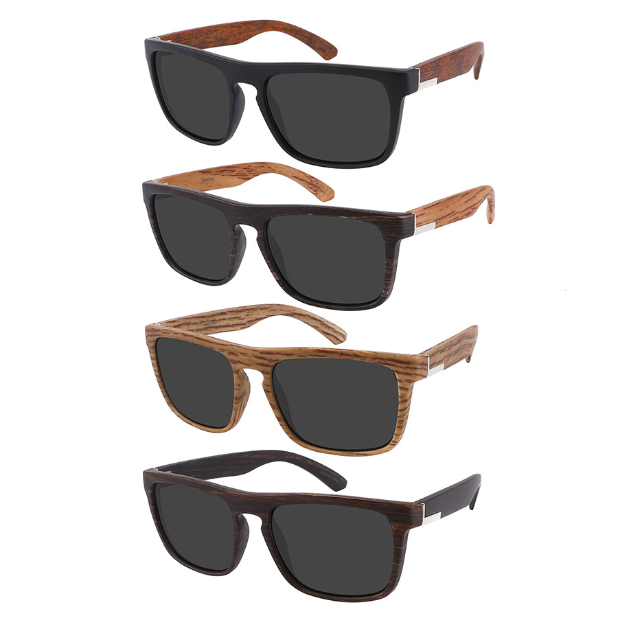 WOOD PRINT CLASSIC RECTANGULAR UNISEX SUNGLASSES WHOLESALE 540825WD-SD