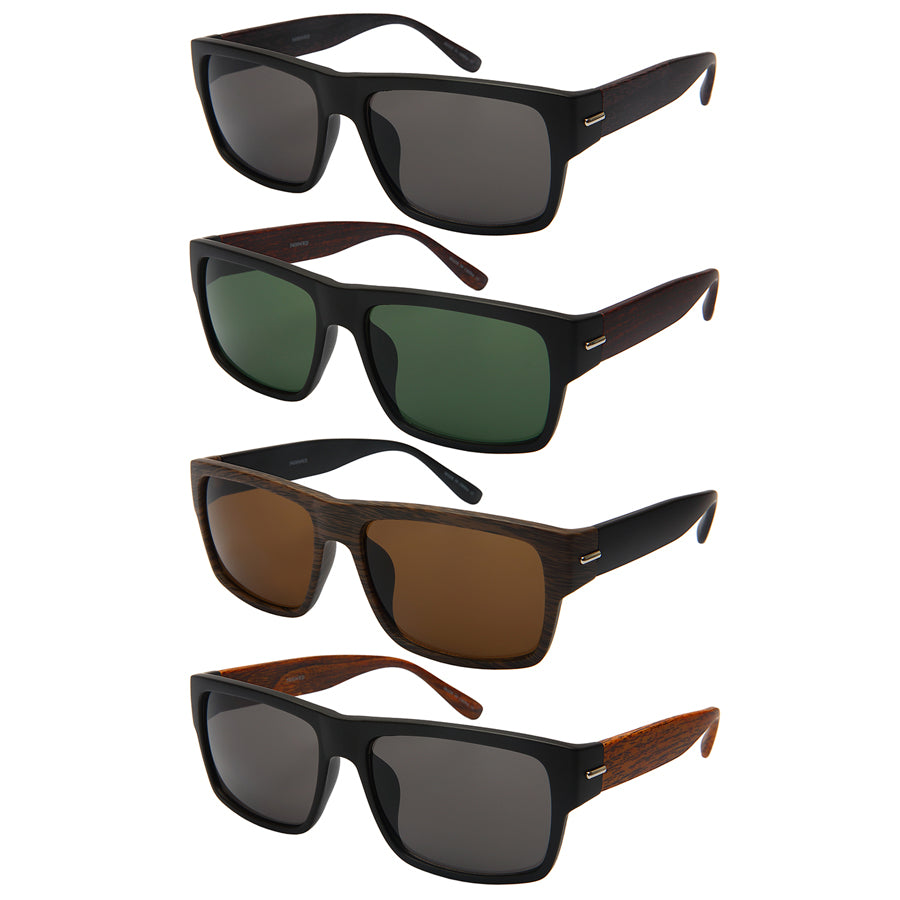 SQUARED FAUX WOOD MEN WHOLESALE SUNGLASSES 540894WD-SD
