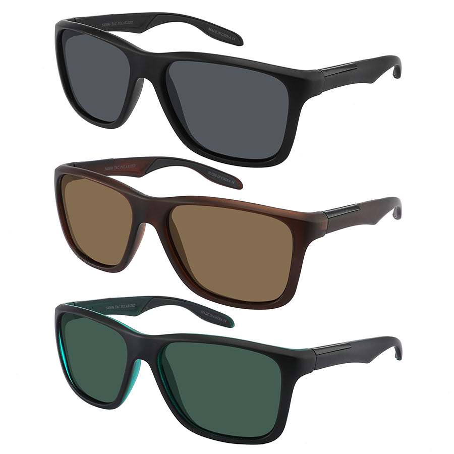 POLARIZED UNISEX SQUARE CLASSIC WRAP SUNGLASS BULK 540896TT-P