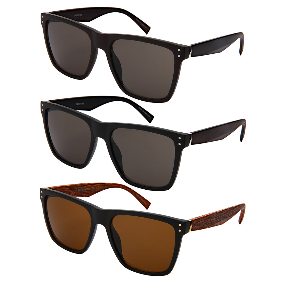 HORN RIMMED FAUX WOOD UNISEX SUNGLASSES WHOLESALE 541076WD-SD