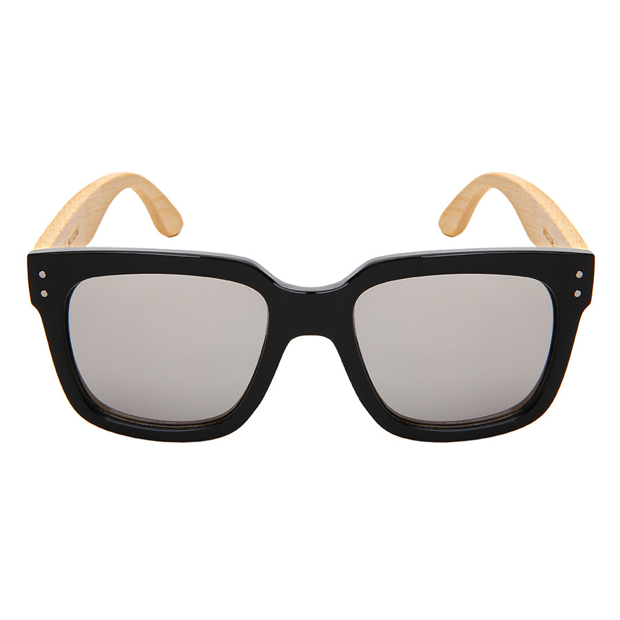 SQUARE BAMBOO W/BAG UNISEX SUNGLASSES WHOLESALE 541102BM-REV-B