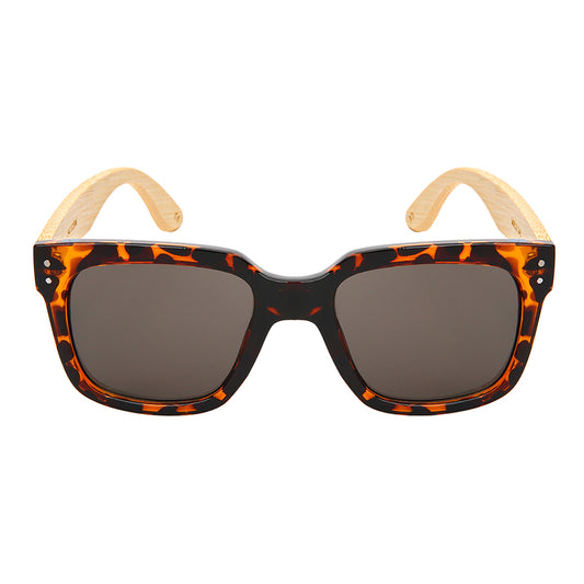SQUARE BAMBOO W/BAG UNISEX SUNGLASSES BULK 541102BM-SD-BAG