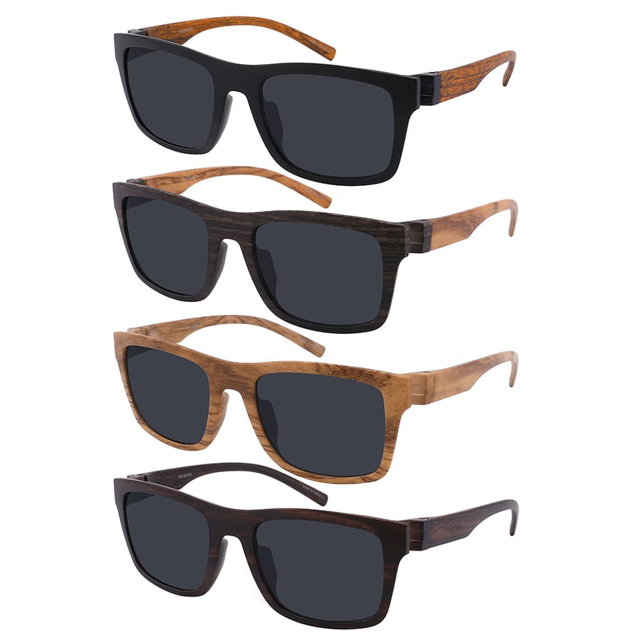 RECTANGULAR FAUX WOOD UNISEX SUNGLASSES WHOLESALE 541104WD-SD