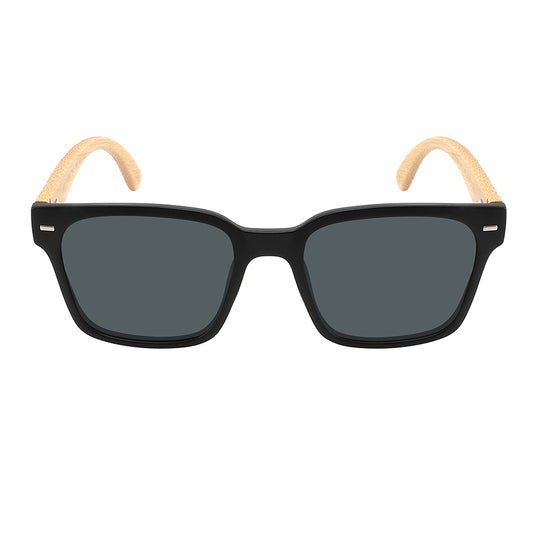 POLARIZED SQUARED BAMBOO UNISEX SUNGLASSES 541127SBM-FLP