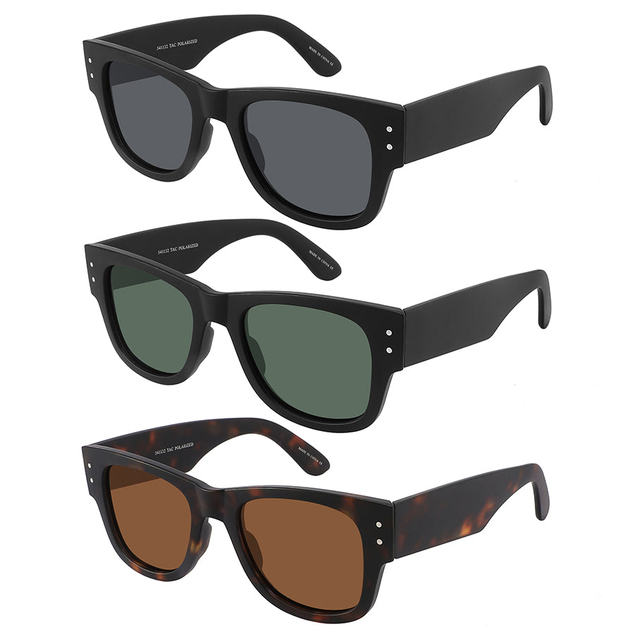 POLARIZED SQUARE HORNED-RIM UNISEX SUNGLASS 541132-FLP