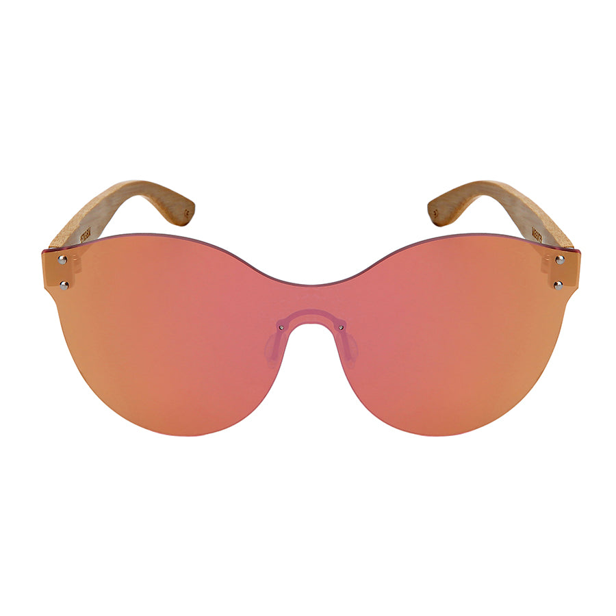 GEOMETRIC BAMBOO W/BAG WOMEN BULK SUNGLASSES 55703BMZ-FLREVB