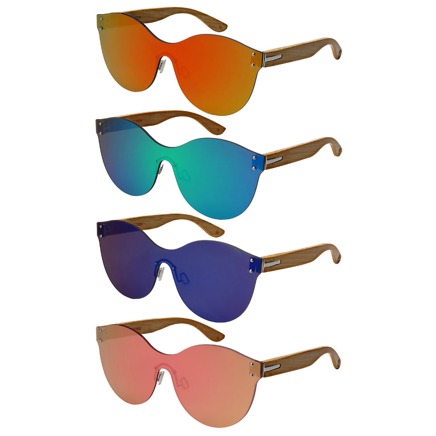 GEOMETRIC BAMBOO WOMEN BULK SUNGLASSES 55703BMZ-FLREV