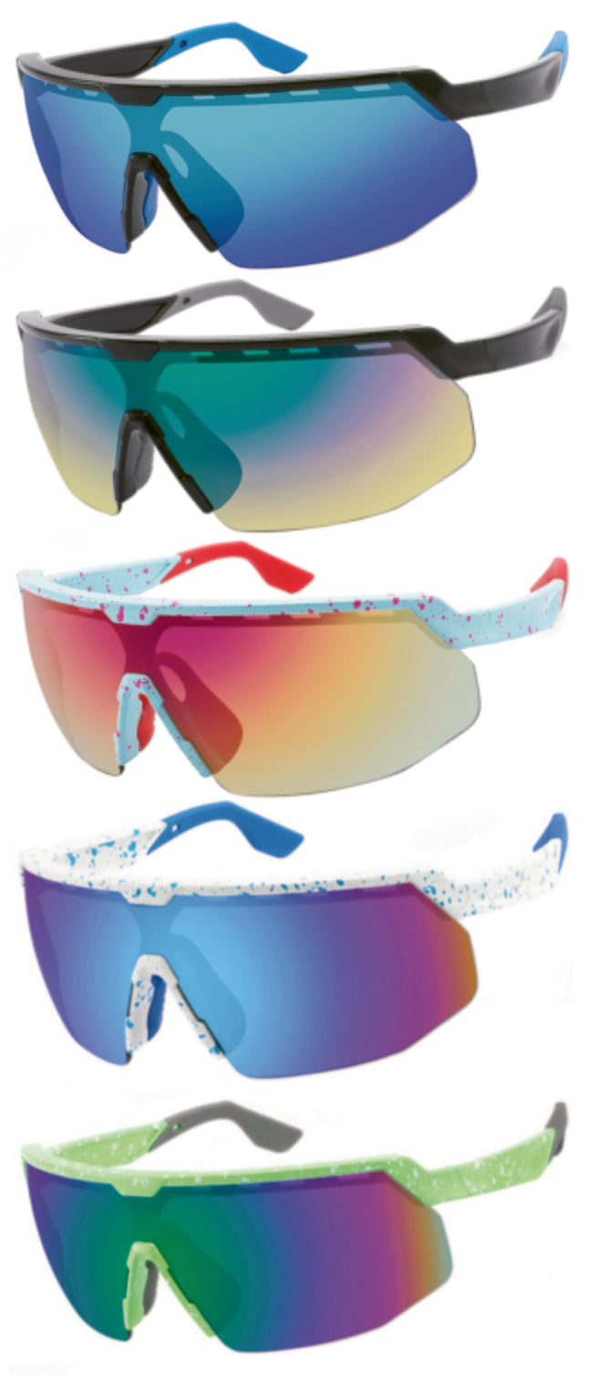 HALF FRAME SPORTS SHIELD UNISEX SUNGLASSES WHOLESALE 55709/REV