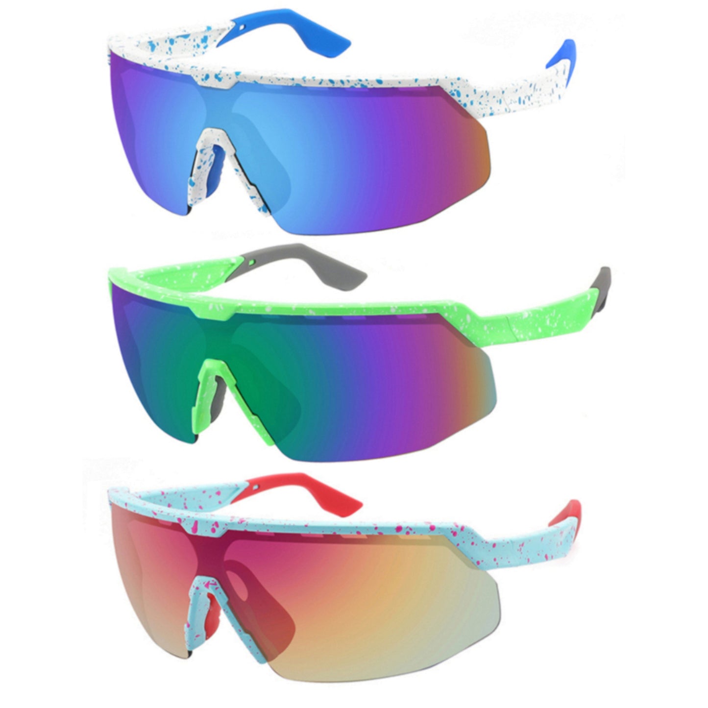 HALF FRAME SPORTS SHIELD UNISEX SUNGLASSES WHOLESALE 55709PD/REV