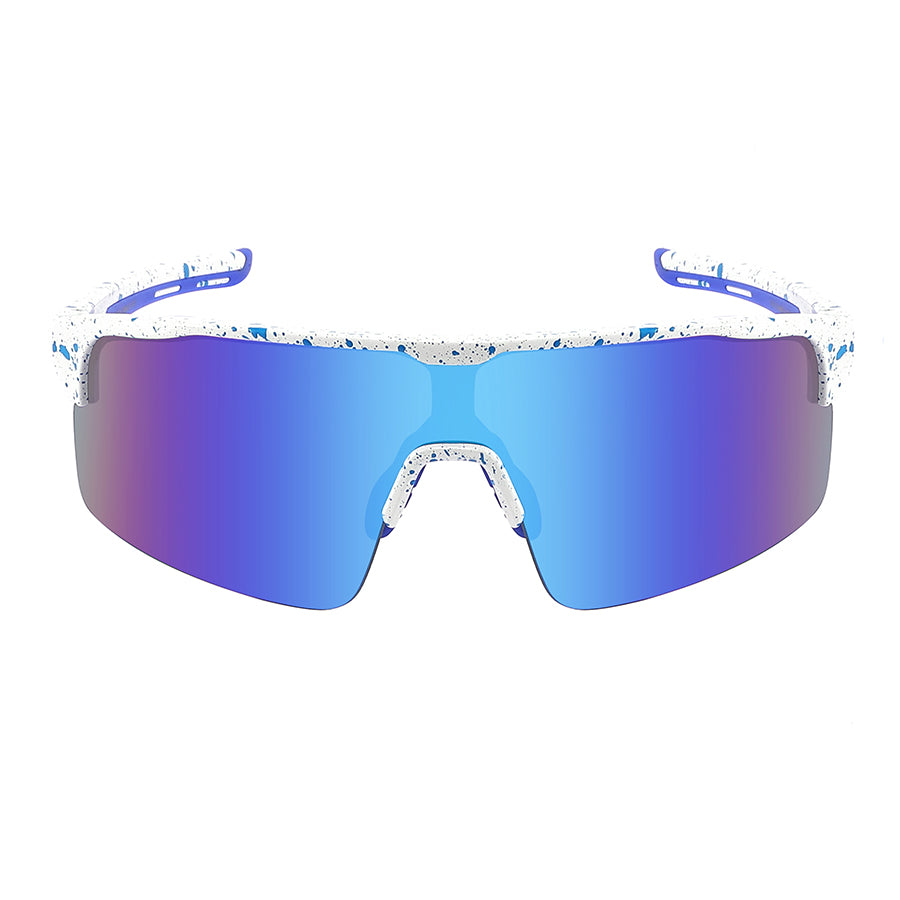 HALF FRAME SPORTS SHIELD UNISEX COLOR MIRROR SUNGLASSES 55712PD/RV