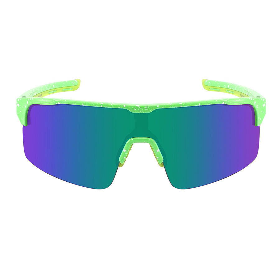 HALF FRAME SPORTS SHIELD UNISEX COLOR MIRROR SUNGLASSES 55712PD/RV