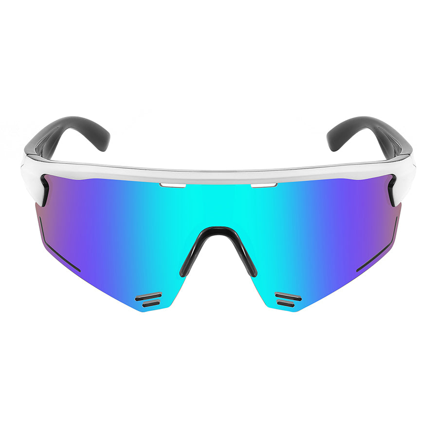 HALF FRAME SPORTS SHIELD UNISEX COLOR MIRROR SUNGLASSES 55715LTT/RV