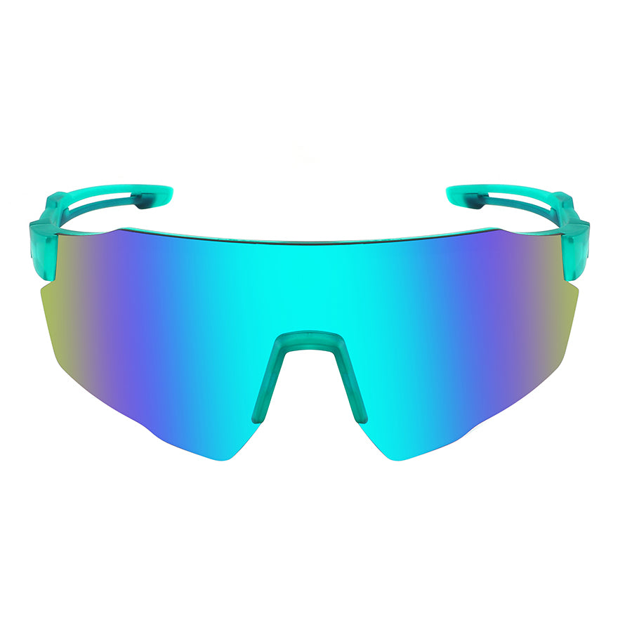 HALF FRAME SPORTS SHIELD UNISEX COLOR MIRROR SUNGLASSES 55716LTT/RV