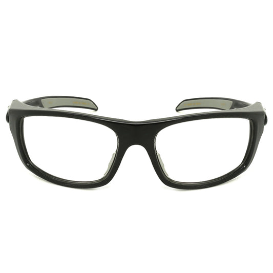 Black eyeglasses on a white background