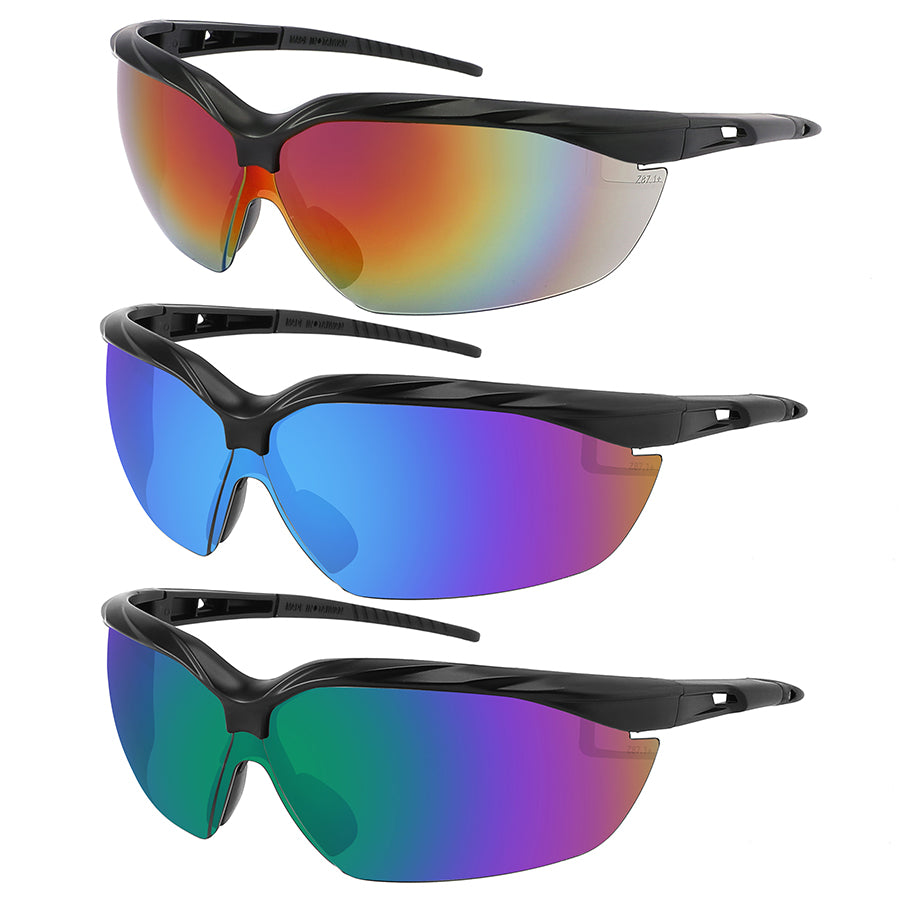 SAFETY Z87 SPORTS WRAP COLOR MIRROR UNISEX WHOLESALE SUNGLASSES 570134/REV