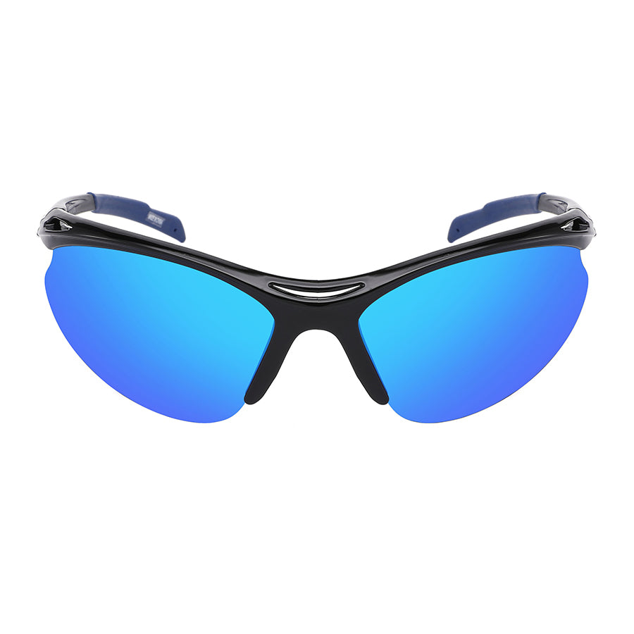 HALF FRAME UNISEX COLOR MIRROR SPORTS SUNGLASSES WHOLESALE 570136-REV