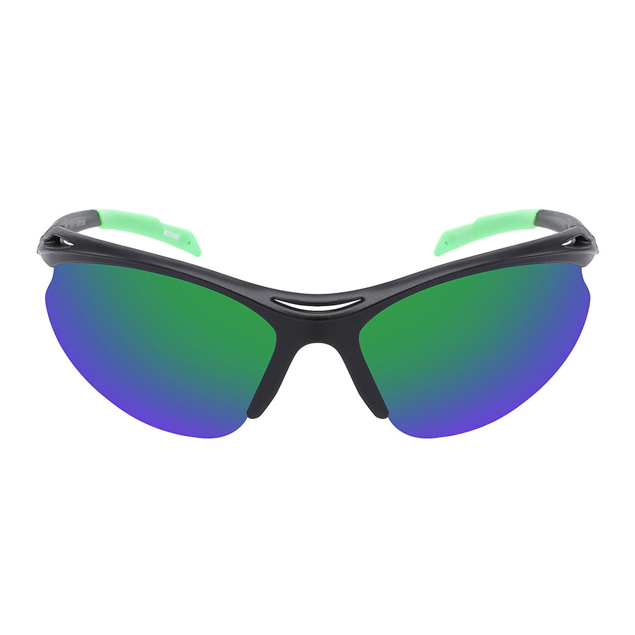HALF FRAME UNISEX COLOR MIRROR SPORTS SUNGLASSES WHOLESALE 570136-REV
