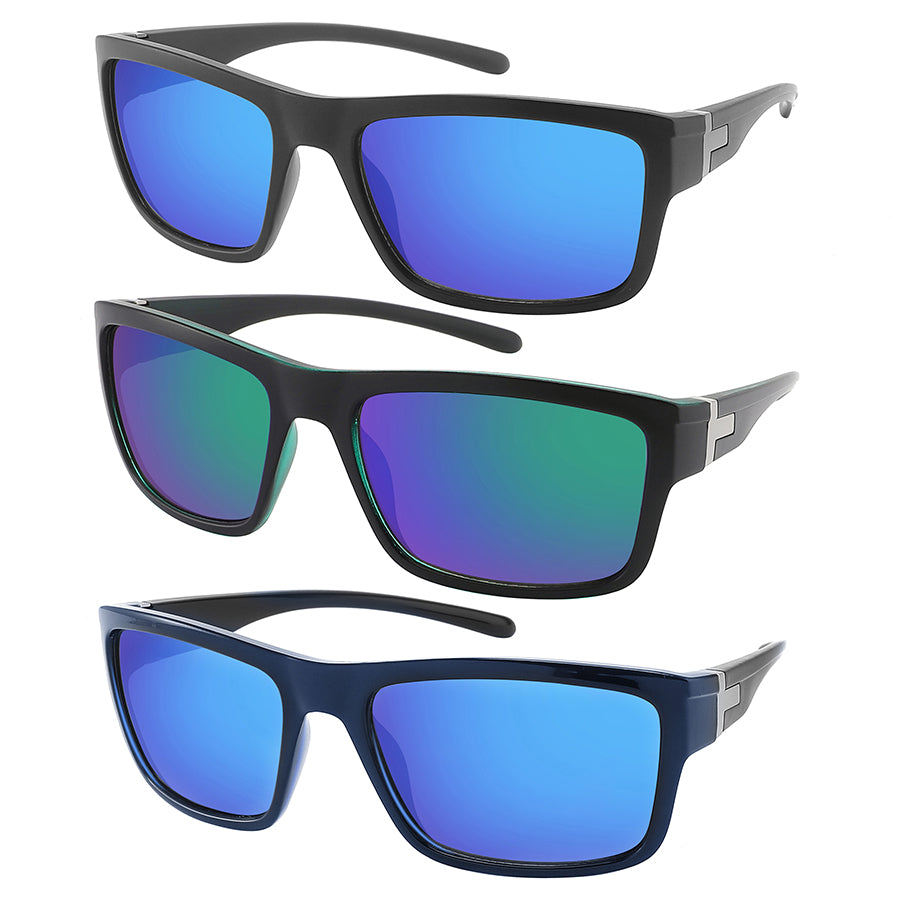 RECTANGULAR COLOR MIRRORED MEN SUNGLASSES WHOLESALE 570141-REV