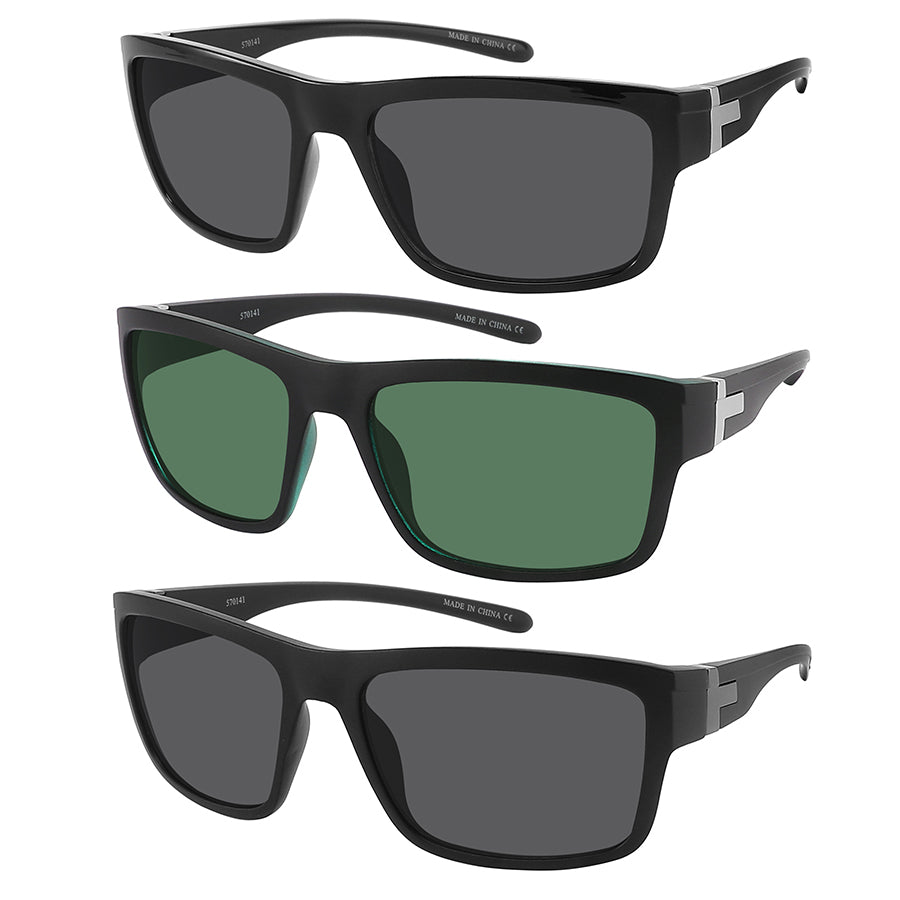 RECTANGULAR SUPER DARK MEN SUNGLASSES WHOLESALE 570141-SD