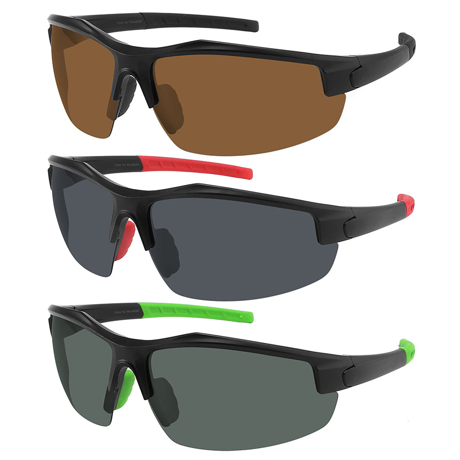 POLARIZED FISHING HALF FRAME SPORT WRAP WHOLESALE SUNGLASSES 570146/P1