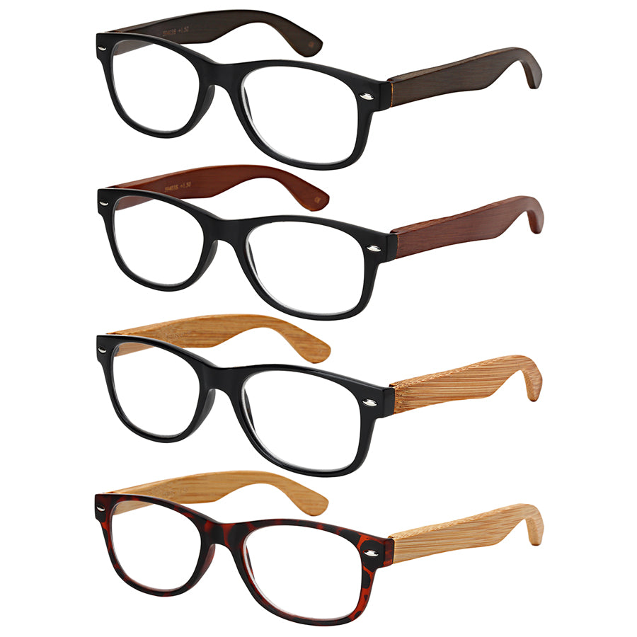 HORN RIMMED WITH BAMBOO TEMPLES UNISEX BULK READING GLASSES 59403SBM