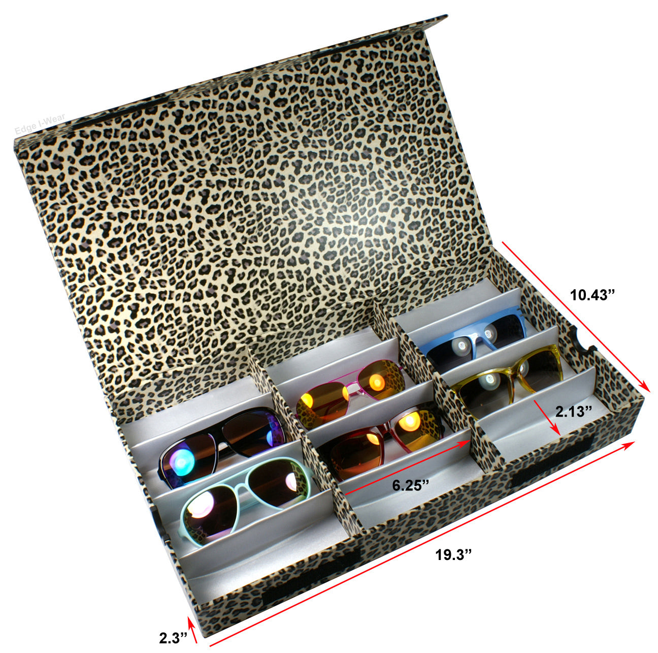12 SLOT LEOPARD PRINT SUNGLASS STORAGE CASE BULK WHOLESALE D-7LEWHT-12
