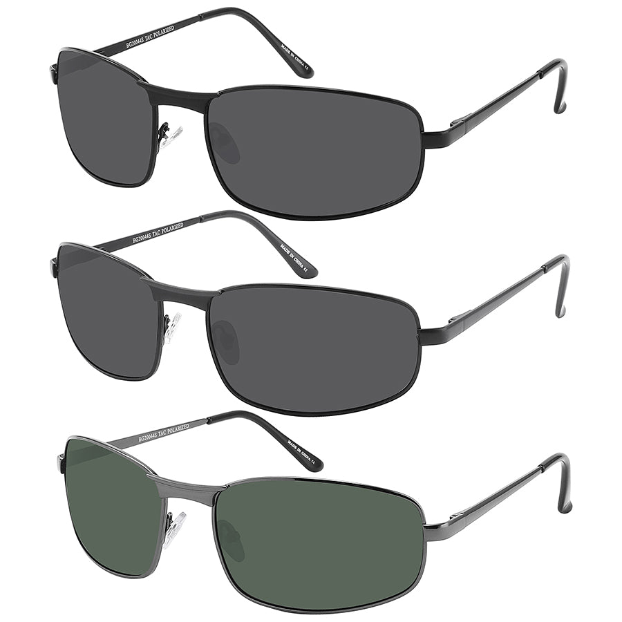 POLARIZED BIG & TALL SPRING HINGED RECTANGULAR SUNGLASSES BG20044S-P