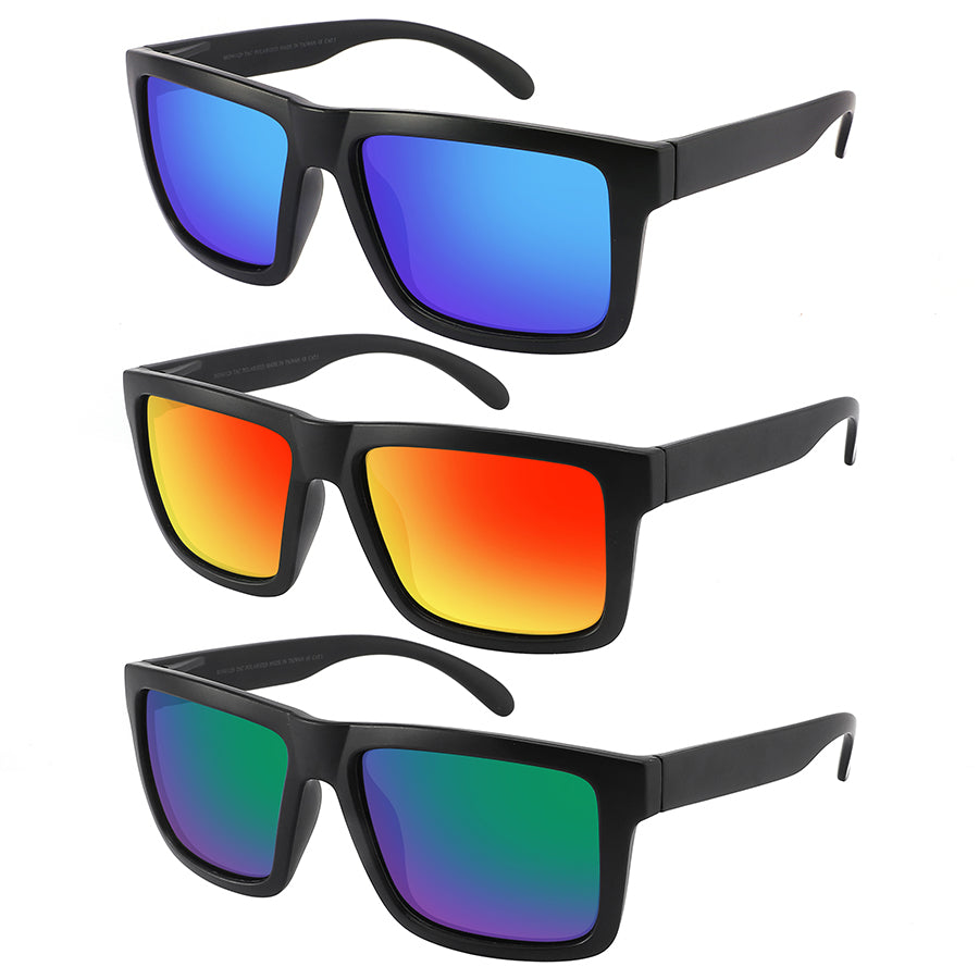 BIG AND TALL POLARIZED COLOR MIRROR SQUARE SUNGLASS WHOLESALE BG541129/PRV
