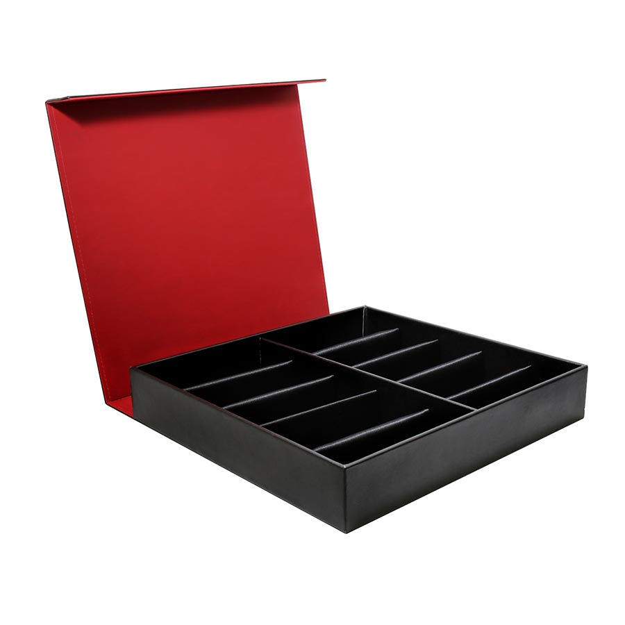 10 SLOT BLACK-RED SUNGLASS STORAGE CASE BULK WHOLESALE D-11BLKRED-10