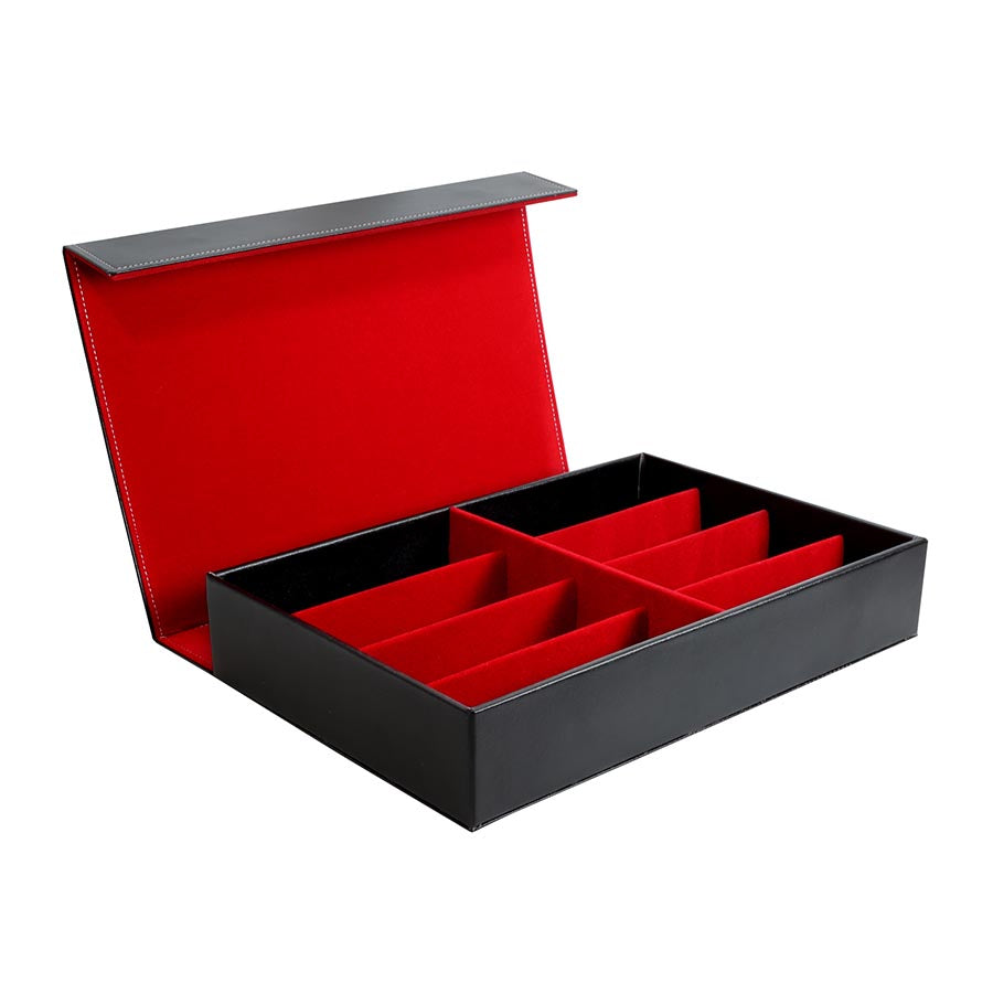 8 SLOT BLACK-RED SUNGLASS STORAGE CASE BULK WHOLESALE D-13BLKRED-8