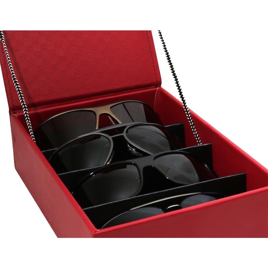 4 SLOT RED SUNGLASS STORAGE CASE BULK WHOLESALE D-10RED-4