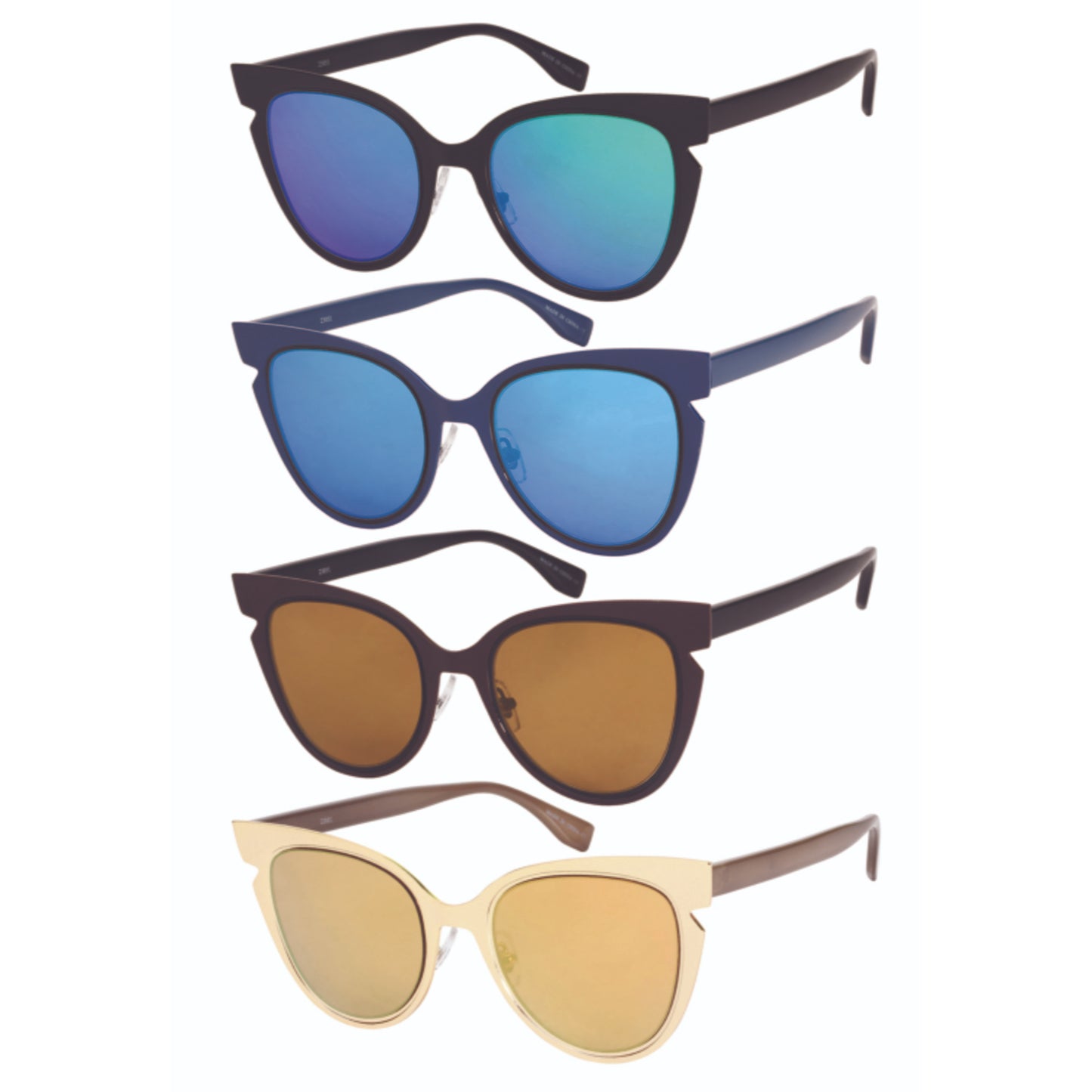 CAT EYE LADIES BULK WHOLESALE SUNGLASSES 23051-FLREV | Protection UV400