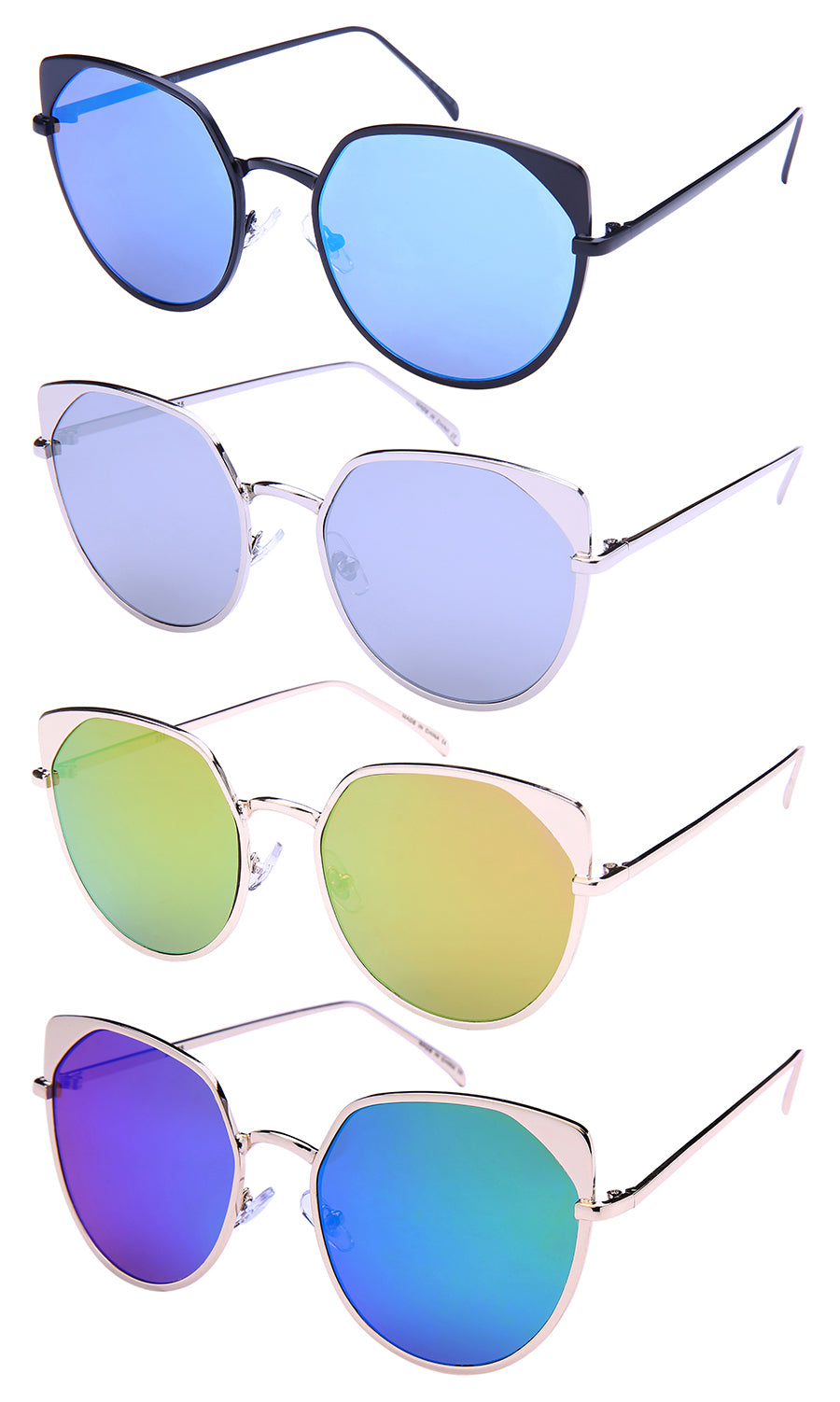 CAT EYE WOMEN METAL WHOLESALE SUNGLASSES 23075-FLREV
