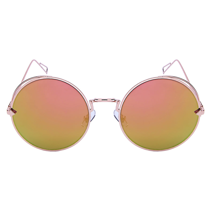MODERN ROUND METAL UNISEX SUNGLASSES 25158-FLREV | UV400
