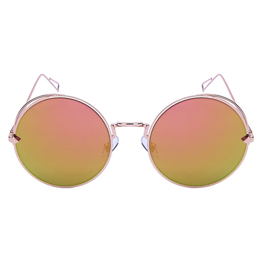 MODERN ROUND METAL UNISEX SUNGLASSES 25158-FLREV | UV400