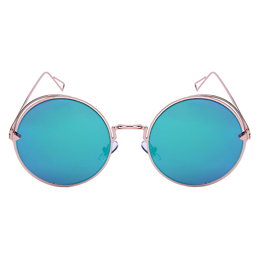 MODERN ROUND METAL UNISEX SUNGLASSES 25158-FLREV | UV400
