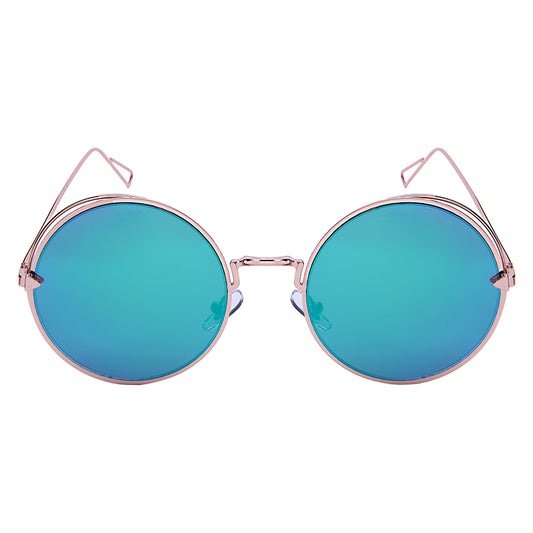 MODERN ROUND METAL UNISEX SUNGLASSES 25158-FLREV | UV400