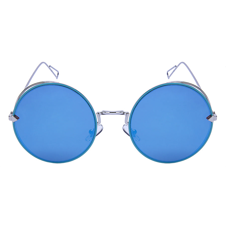 MODERN ROUND METAL UNISEX SUNGLASSES 25158-FLREV | UV400