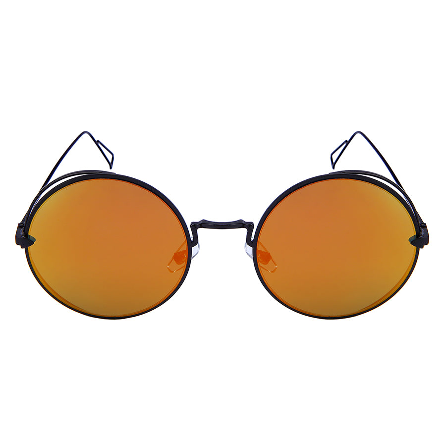 MODERN ROUND METAL UNISEX SUNGLASSES 25158-FLREV | UV400