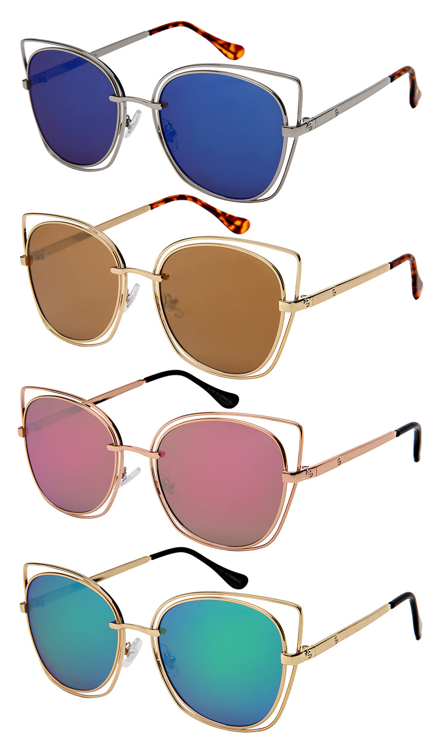 CAT EYE LADIES BULK WHOLESALE SUNGLASSES 3156-FLREV