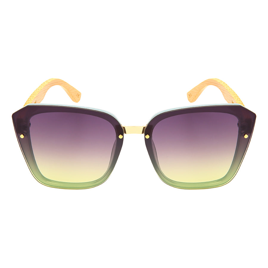 GEOMETRIC BAMBOO TEMPLES WOMEN BULK SUNGLASSES 34206BM-FLOCR
