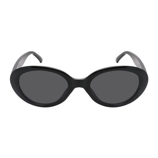 Retro oval sunglasses, Black frame and smoke gray lenses, UV400 protection lenses, unisex vintage 90's style eyewear