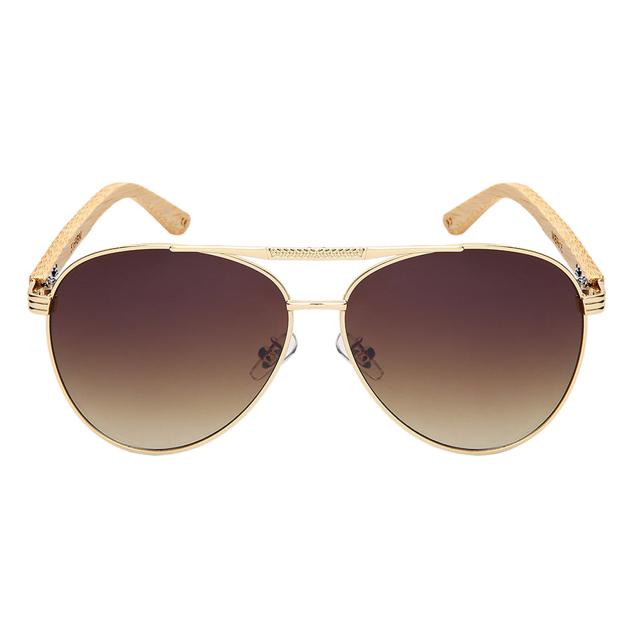 Aviator Bamboo Temple Mirror Sunglasses Wholesale | Unisex UV400 | 5169BM-REV