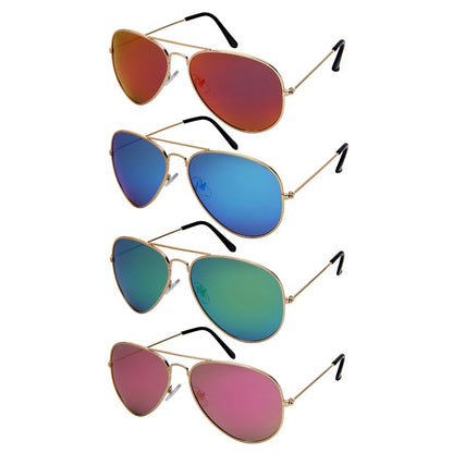 POLARIZED COLOR MIRRORED AVIATOR UNISEX BULK SUNGLASSES 5183-PRV